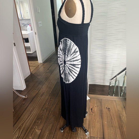 black knit dress with white tie dye trim size small - Picture 4 of 4